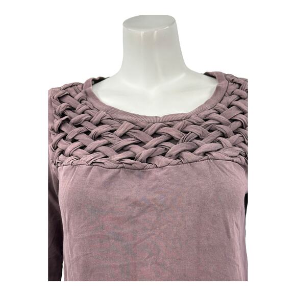 Saturday Sunday Anthropologie Top Womens Small Woven Neck Cotton Stretch Boho - Picture 2 of 8